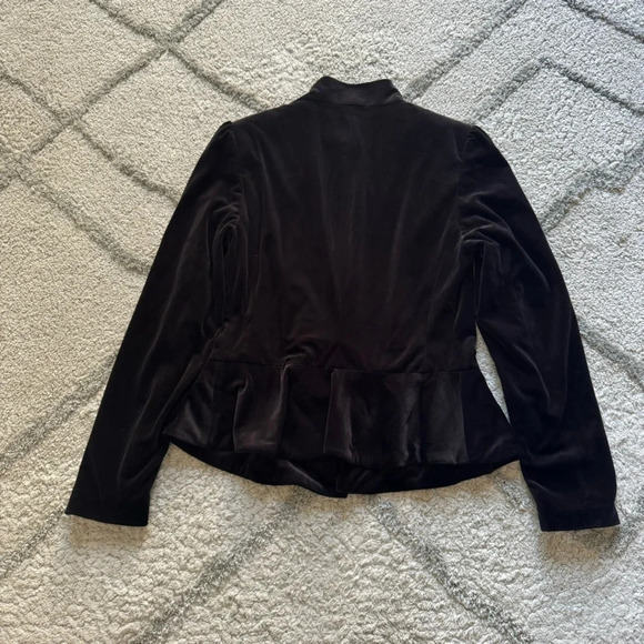 Amaryllis black velvet peplum blazer pearl buttons XS - Picture 11 of 11